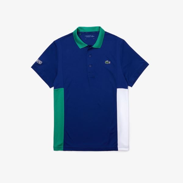 Lacoste SPORT Colorblock Mesh Breathable Piqué Tennis Polo Shirt Pánské - Polo Blankyt / Zelene / Bí